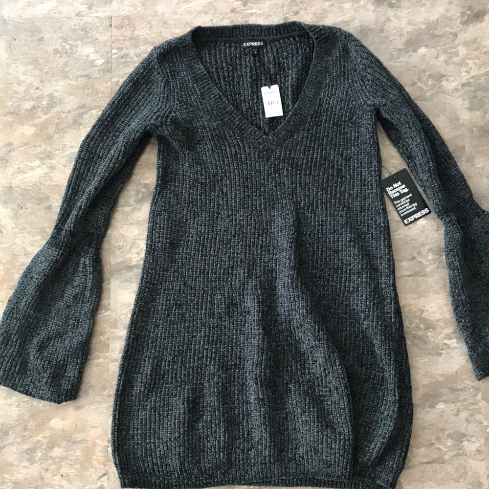 V-neck Bell sleeve sweater dress from Express
